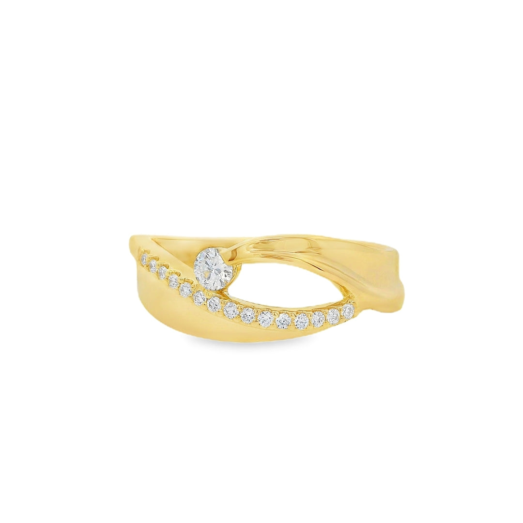 14K Yellow Gold 0.18 CTW Diamond Woman's Bypass Style Ring