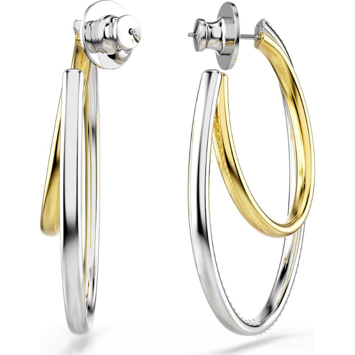 Swarovski Hyperbola Rhodium And Gold-Tone Plated Hoop Earrings With Clear Cubic Zirconia's