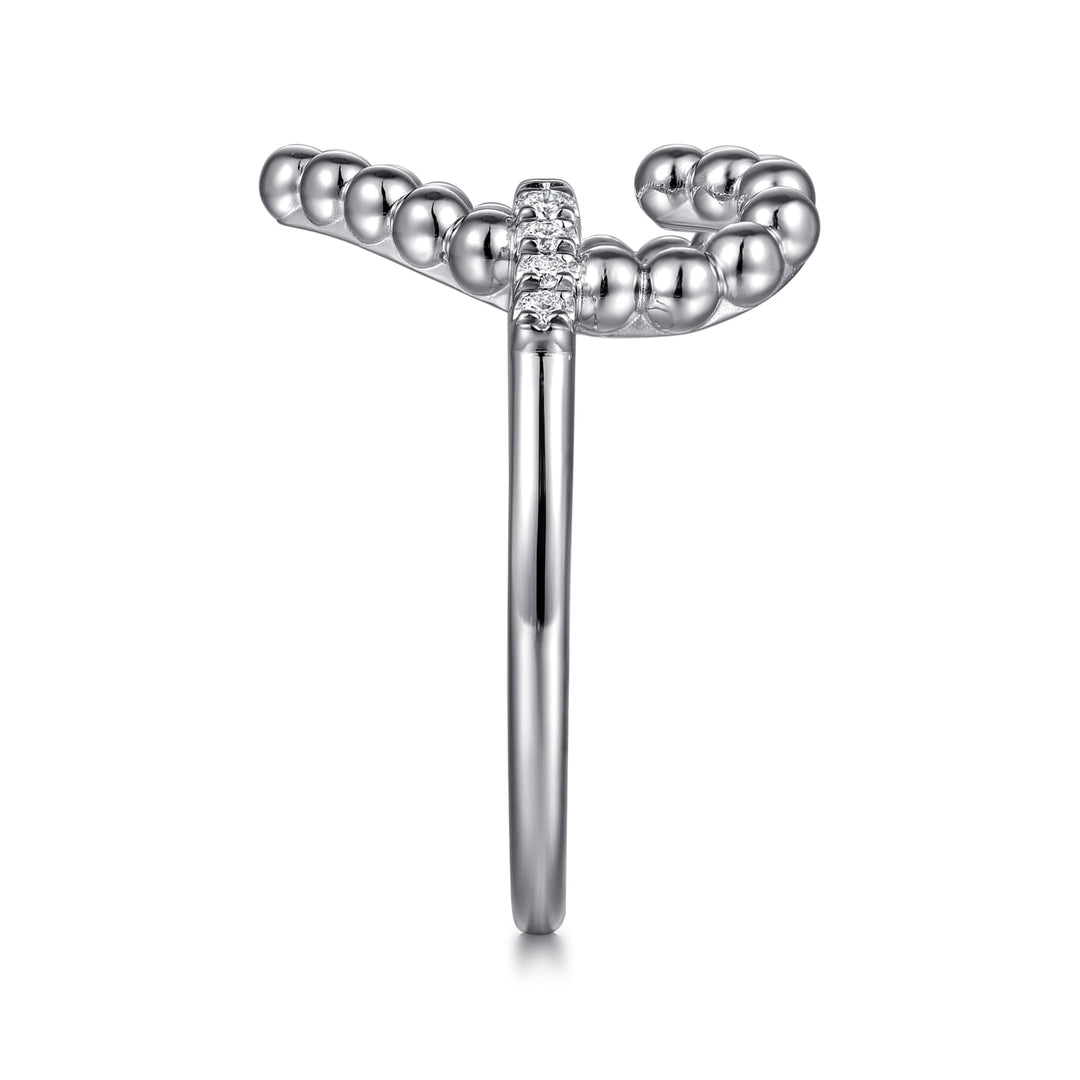 Sterling Silver Gabriel & Co. Heart Open Ring With Diamonds