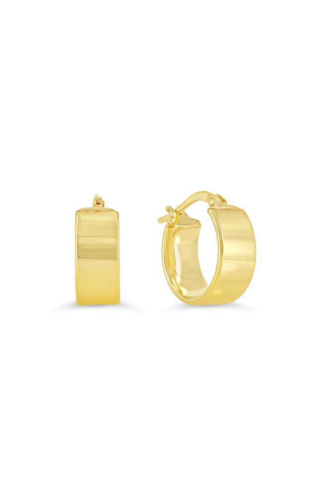 sempreORO Sterling Silver 14 Karat Gold Bonded 5.5mm Wide 10mm Hoop Earrings