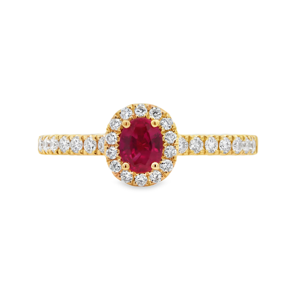 18K Yellow Gold 0.37 CTW Ruby And 0.29 CTW Diamond Ring