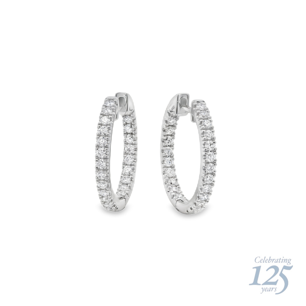 14K White Gold J.H. Young 125th Anniversary 0.59 CTW Diamond Hoop Earrings