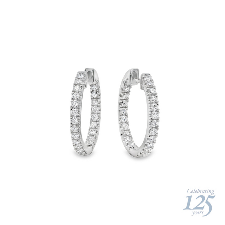 14K White Gold J.H. Young 125th Anniversary 0.59 CTW Diamond Hoop Earrings