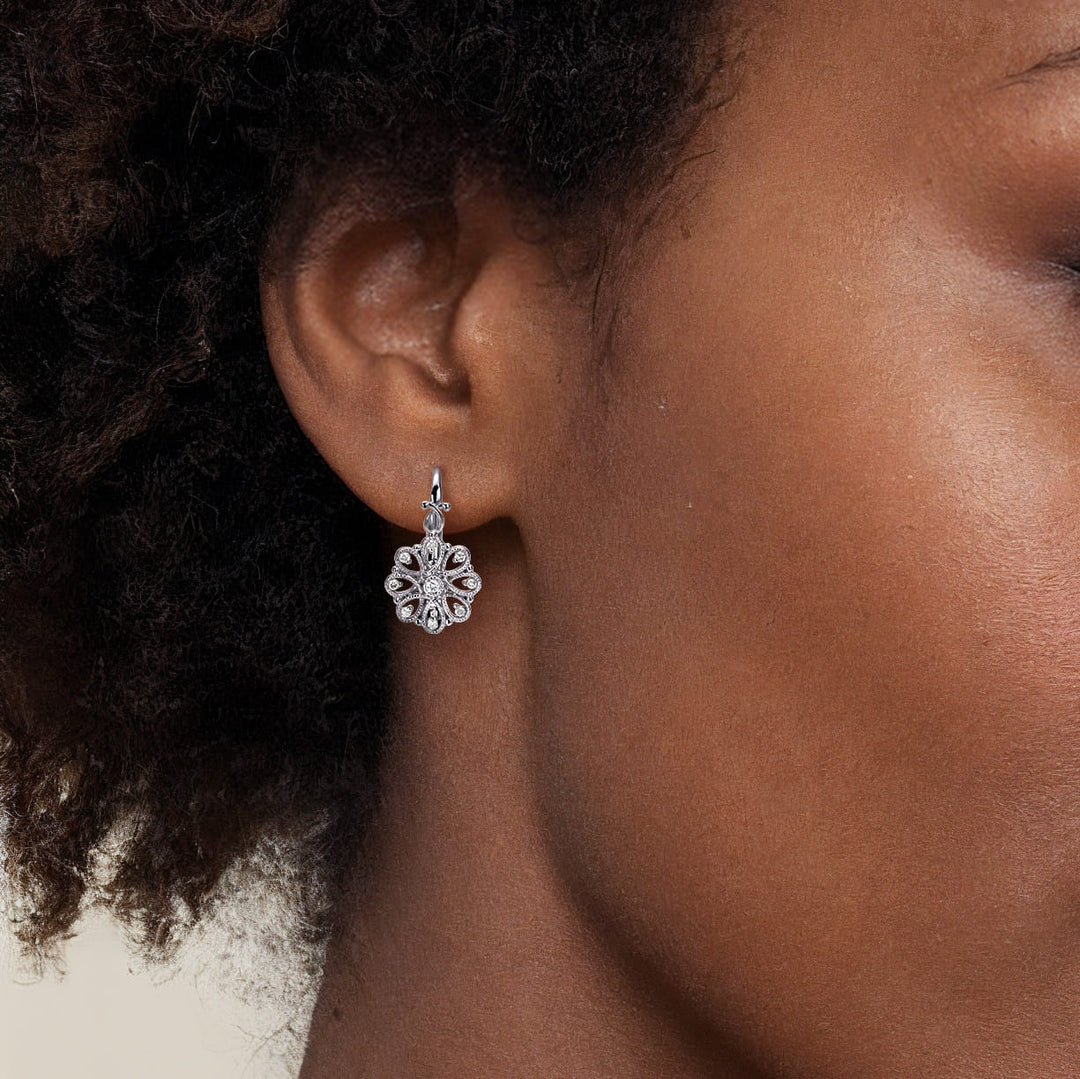 Sterling Silver Gabriel & Co. Drop Earrings With White Sapphire
