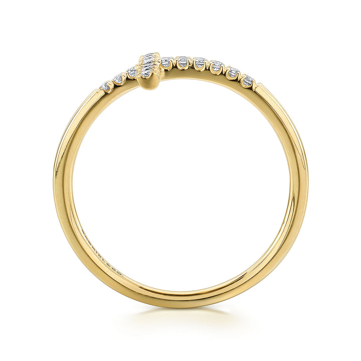 14K Yellow Gold Gabriel & Co. 0.11 CTW Diamond Woman's Sideways Cross Ring