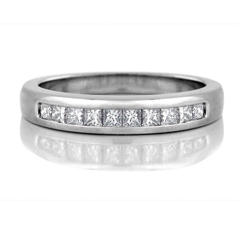 14K White Gold 0.32 CTW Princess Cut Diamond Channel Set Ring