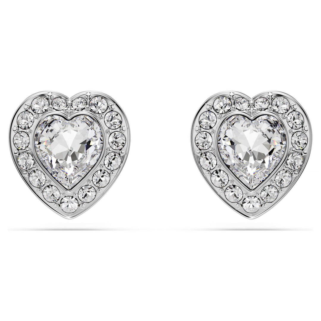 Swarovski Ariana Grande x Swarovski Rhodium Plated Heart Stud Earrings With Clear Crystals 5720859