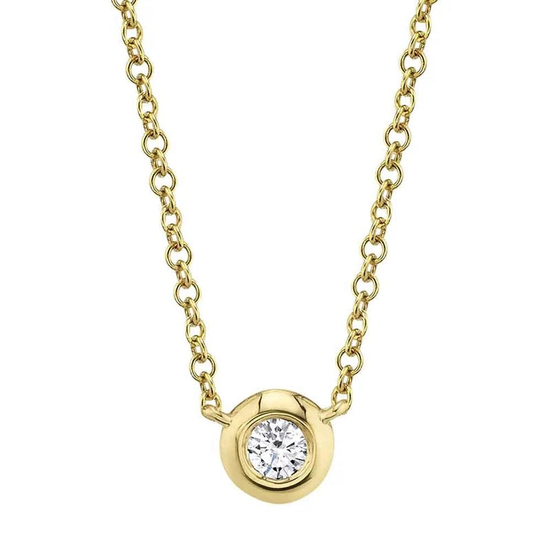 14K Yellow Gold Solitaire 0.10 CTW Diamond 18" Necklace