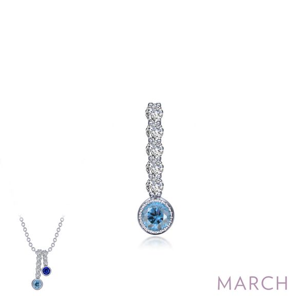 Lafonn Silver Birthstone - March Drop Pendant With Synthetic Aquamarine [640-07343]