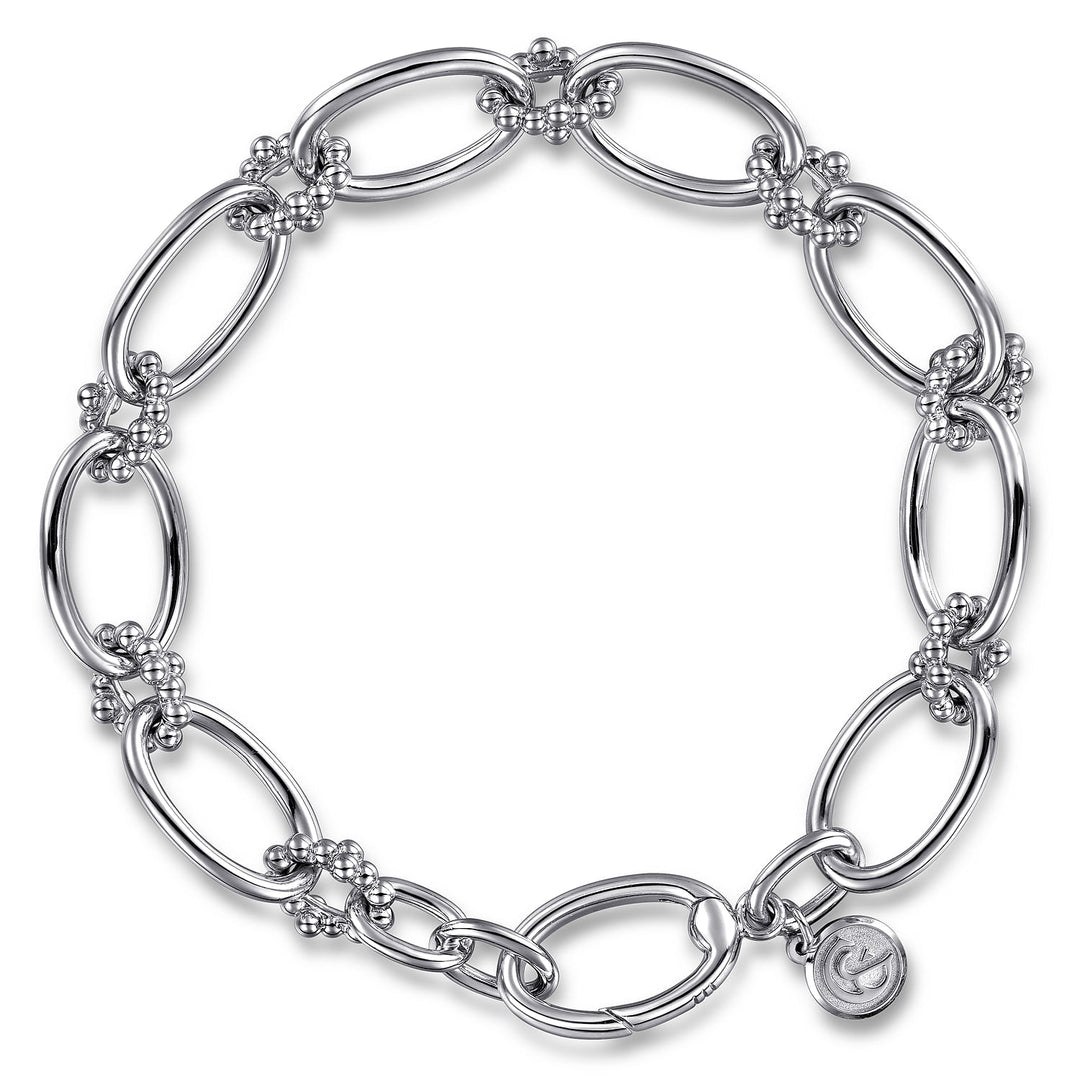 Gabriel & Co. Silver Large Oval Fancy Link Bracelet