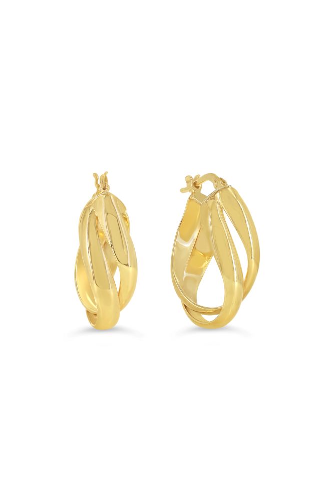 sempreORO Sterling Silver 14 Karat Gold Bonded Twisted Hoop Earrings