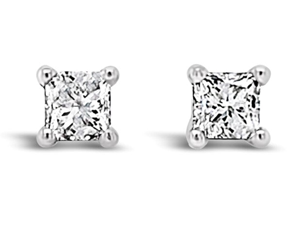14K White Gold Claw Set Stud Diamond Earrings