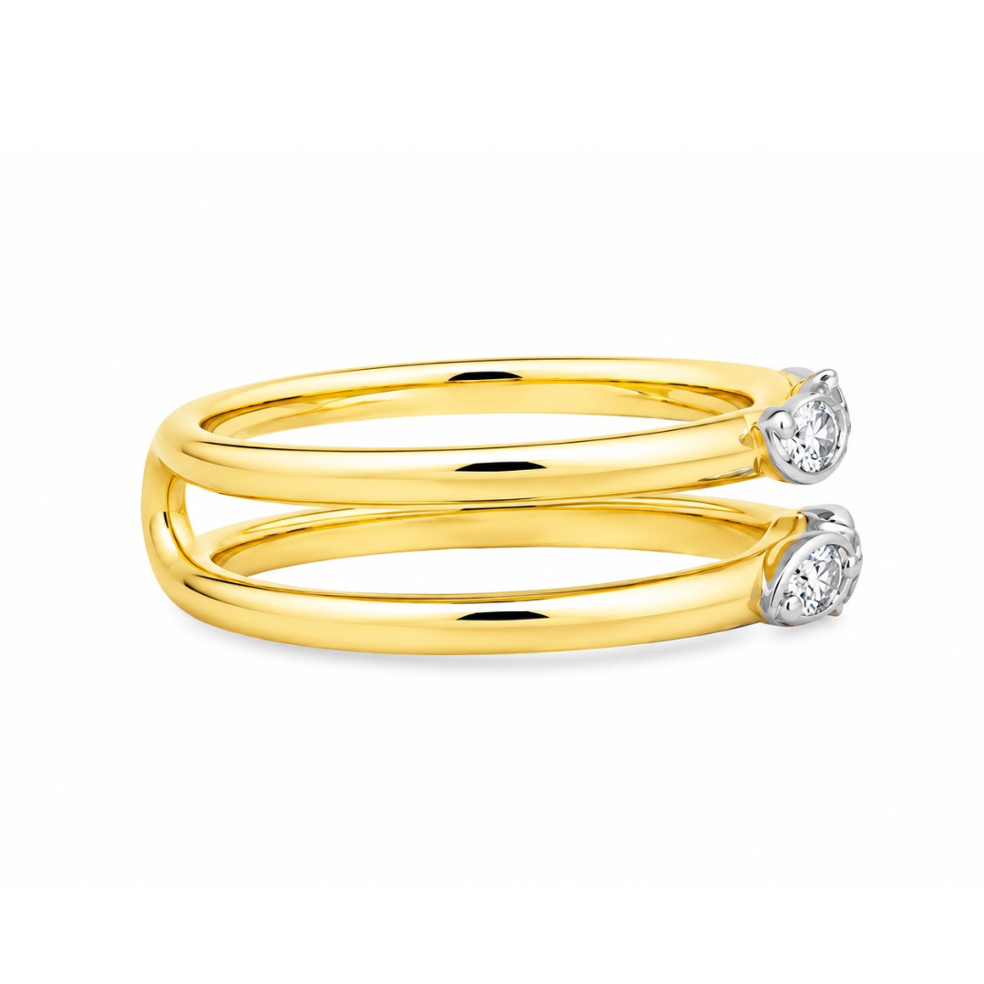 18K Yellow And White Gold 0.20 CTW Diamond Set Guard Ring