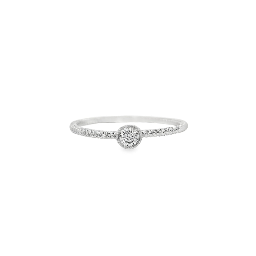 14K White Gold 0.10 CTW Diamond Women's Twist Pattern Ring