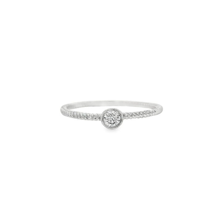 14K White Gold 0.10 CTW Diamond Women's Twist Pattern Ring