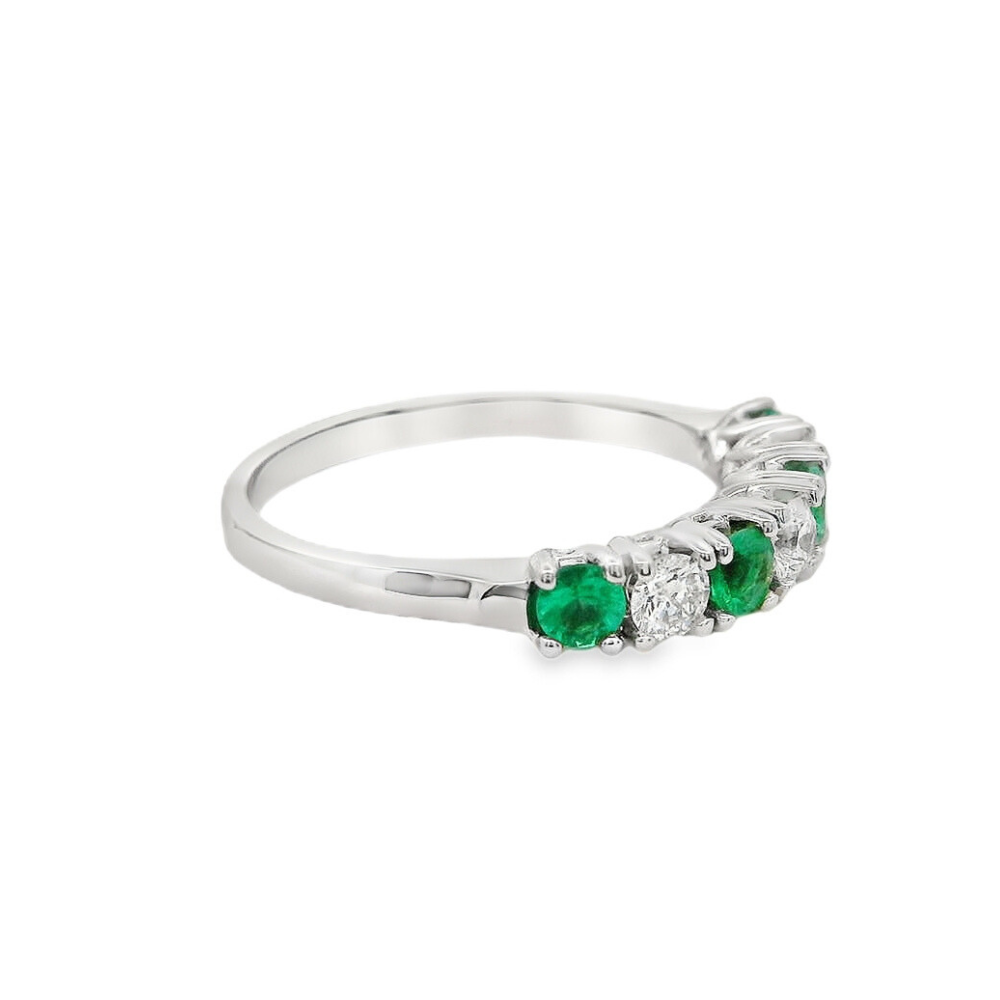 14K White Gold Emerald And 0.319 CTW Canadian Diamond Ring