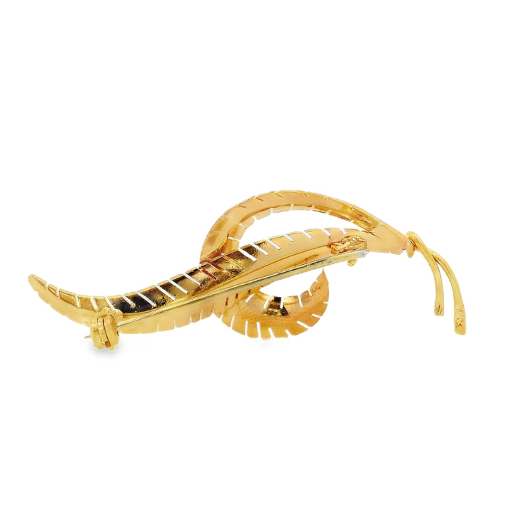 Estate - 18 Karat Yellow Gold Polished Fancy Broooch.
