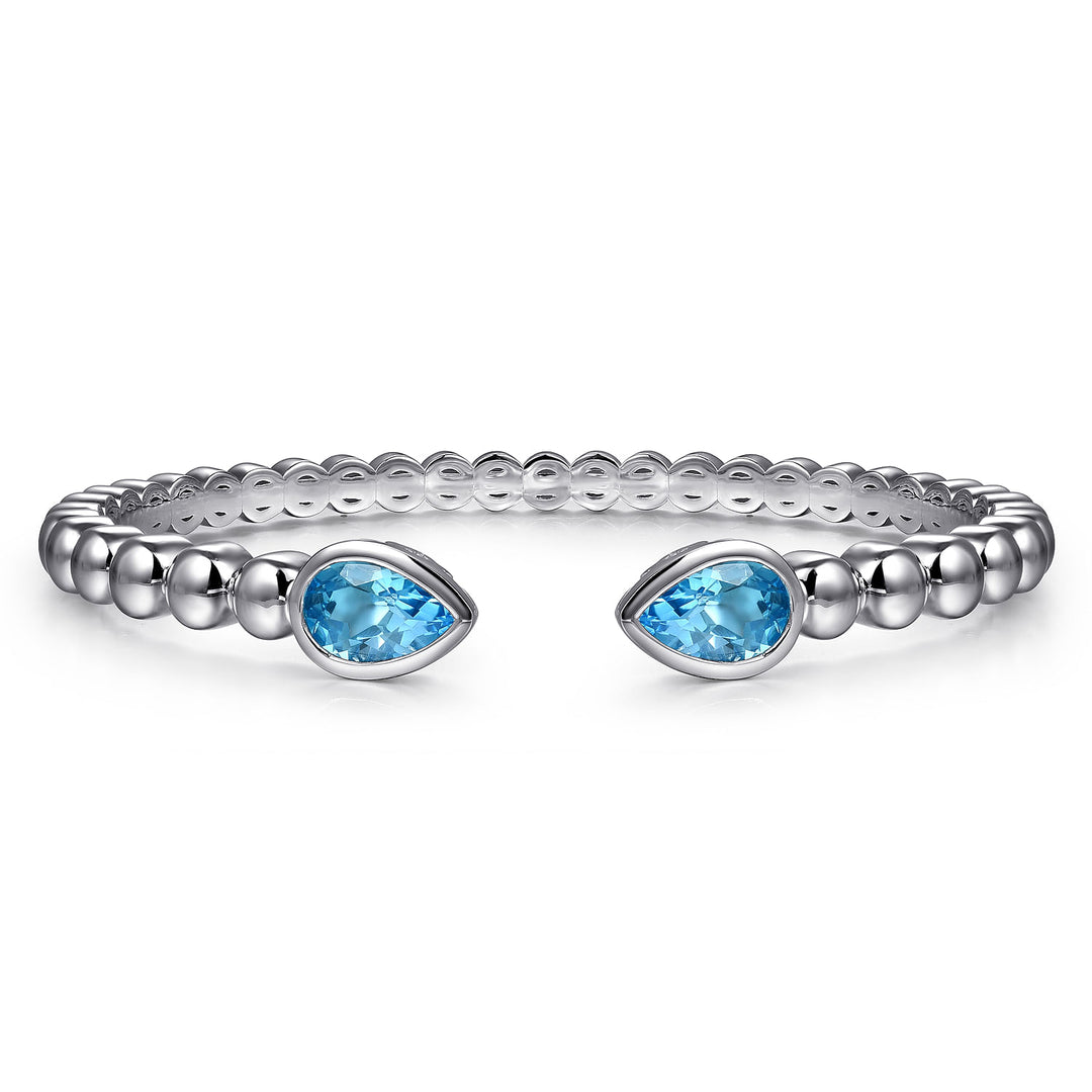 Gabriel & Co. Silver Bangle Bracelet With Blue Topazes