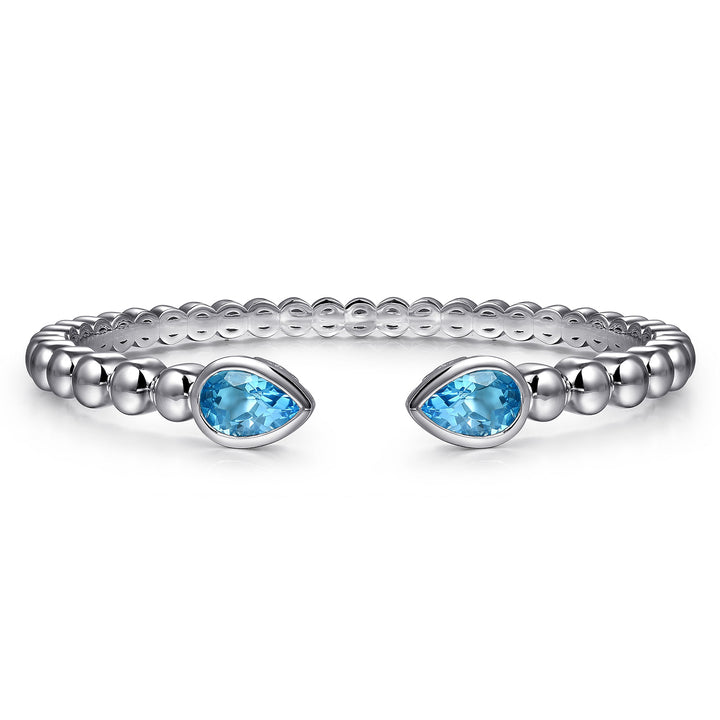Gabriel & Co. Silver Bangle Bracelet With Blue Topazes