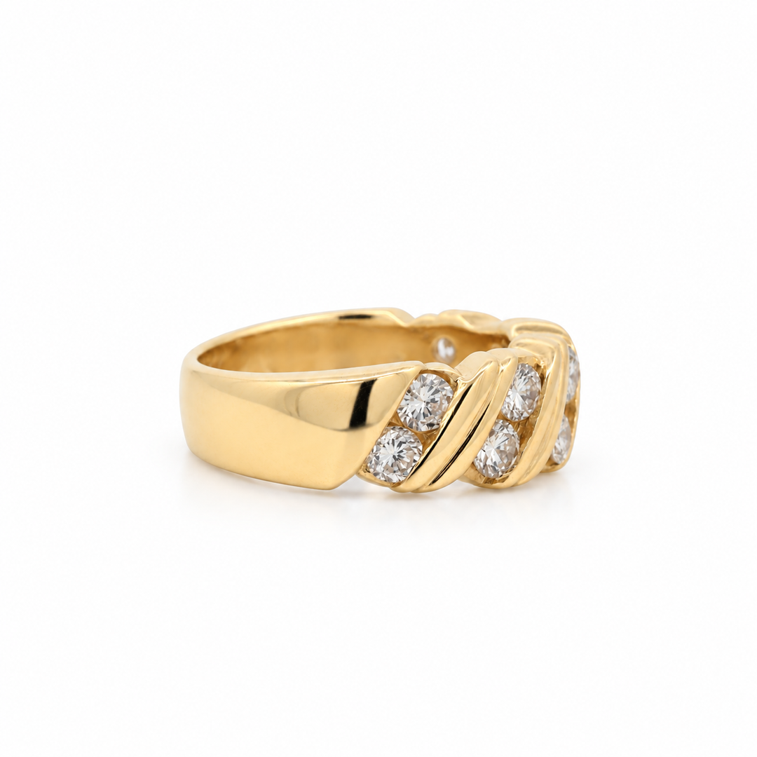Estate - 14 Karat Yellow Gold 0.92ct Diamond Ring, Size 5