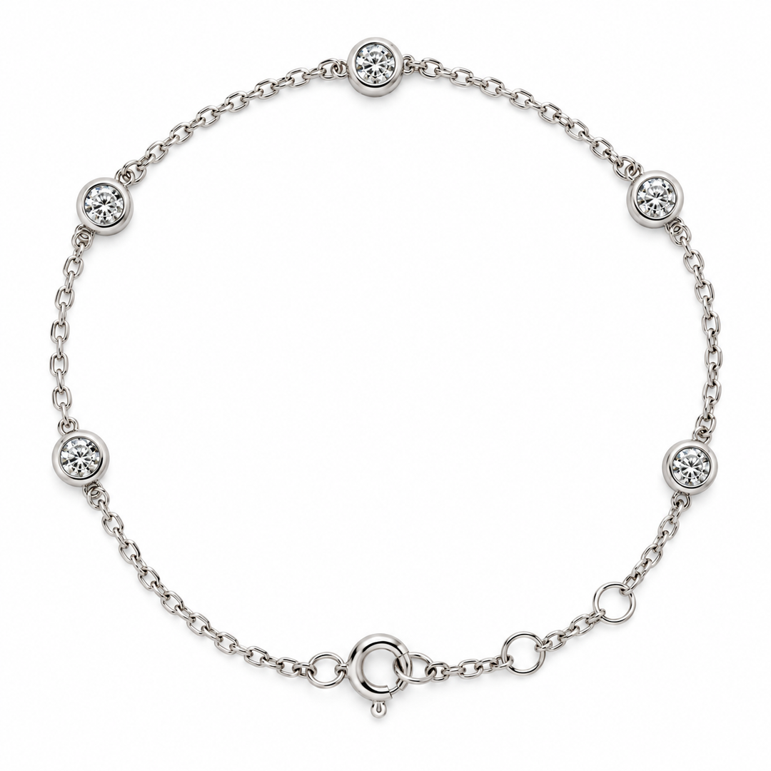 14K White Gold 0.11 CTW Diamond 7" Bracelet