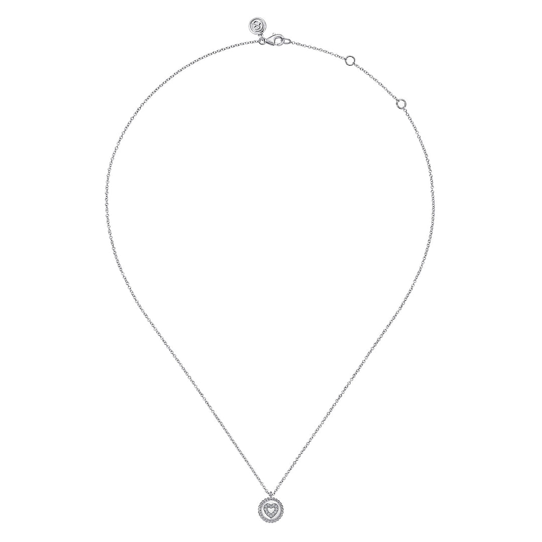 Sterling Silver Gabriel & Co. Bujukan Diamond Heart Necklace