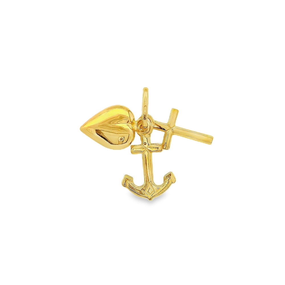 Estate - 18 Karat Yellow Gold Polished Faith, Hope & Charity Pendant