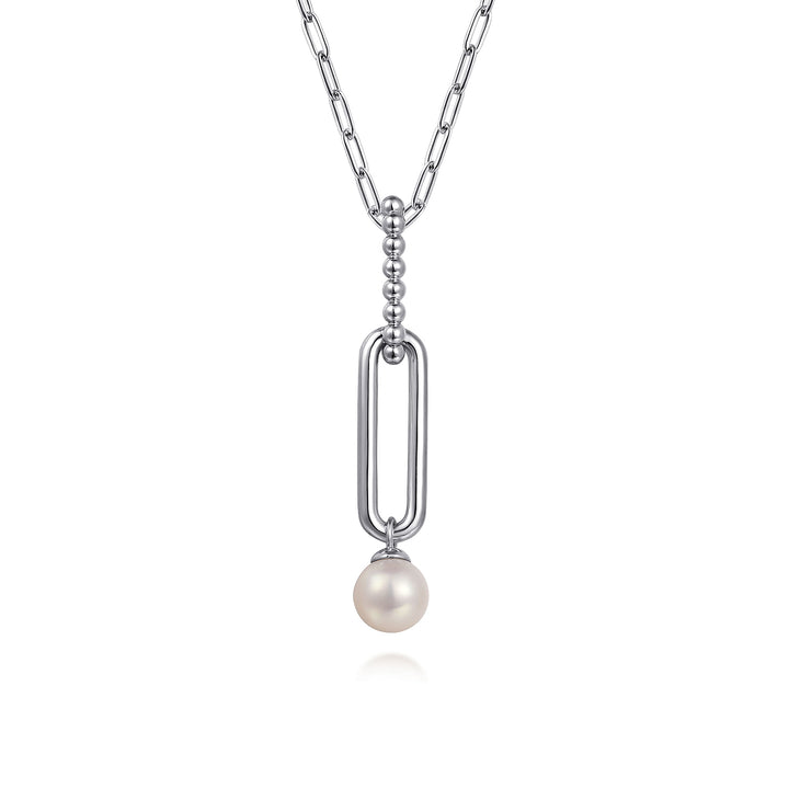 Gabriel & Co. Sterling Silver Drop Necklace With Pearl