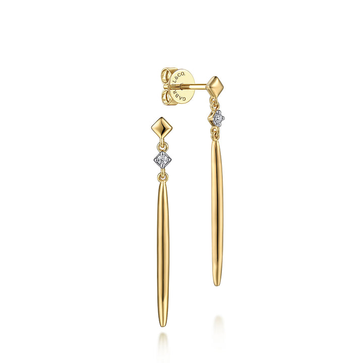 14K Yellow Gold 0.04 CTW Diamond Drop Earrings