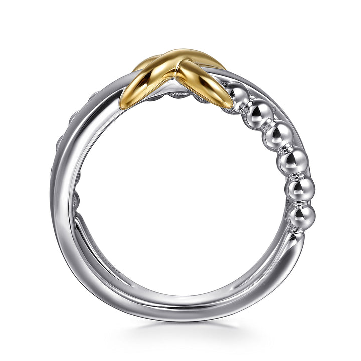 Gabriel & Co. Sterling Silver And 14K Yellow Gold Criss-Cross Ring
