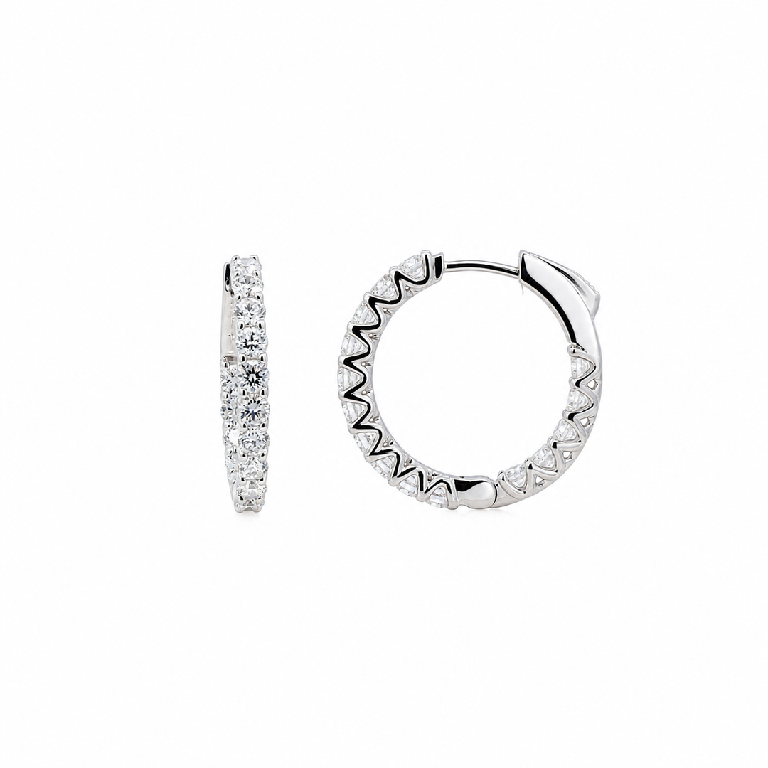 14 Karat White Gold LAB Grown Diamond Hoop Earrings
