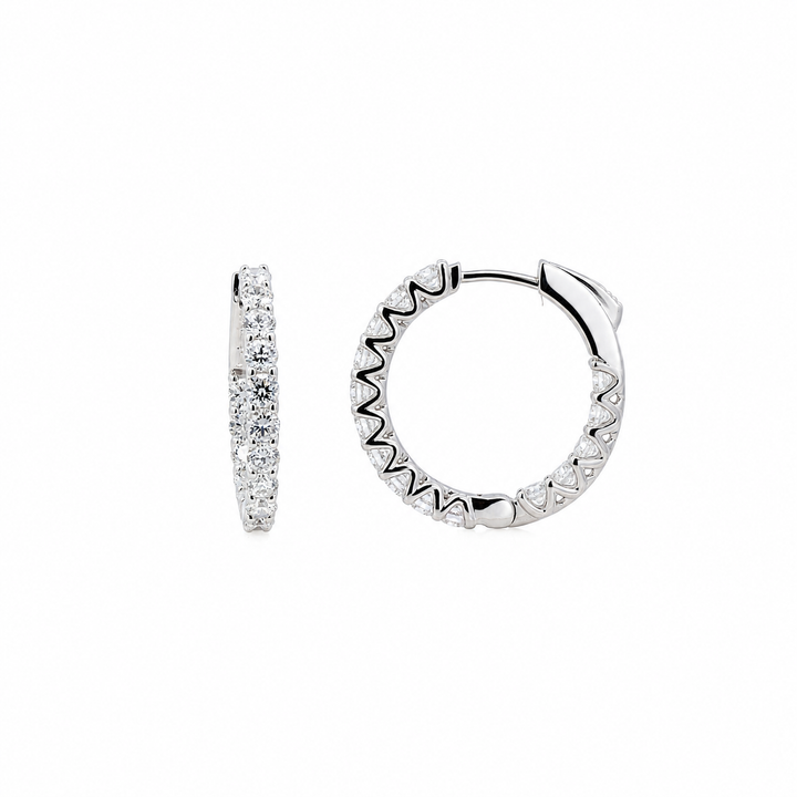 14 Karat White Gold LAB Grown Diamond Hoop Earrings