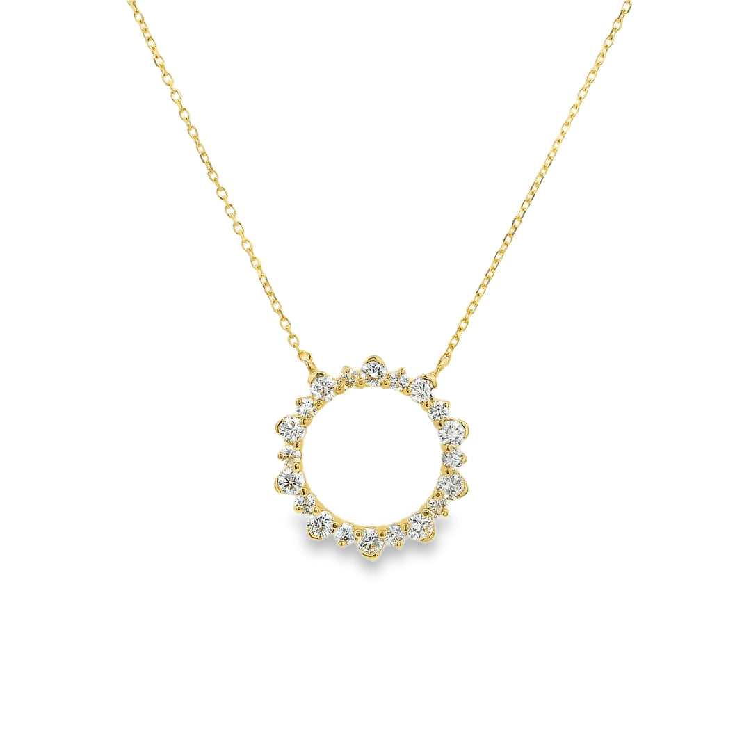 14K Yellow Gold Circle 0.65 CTW Diamond Necklace With 18" Chain