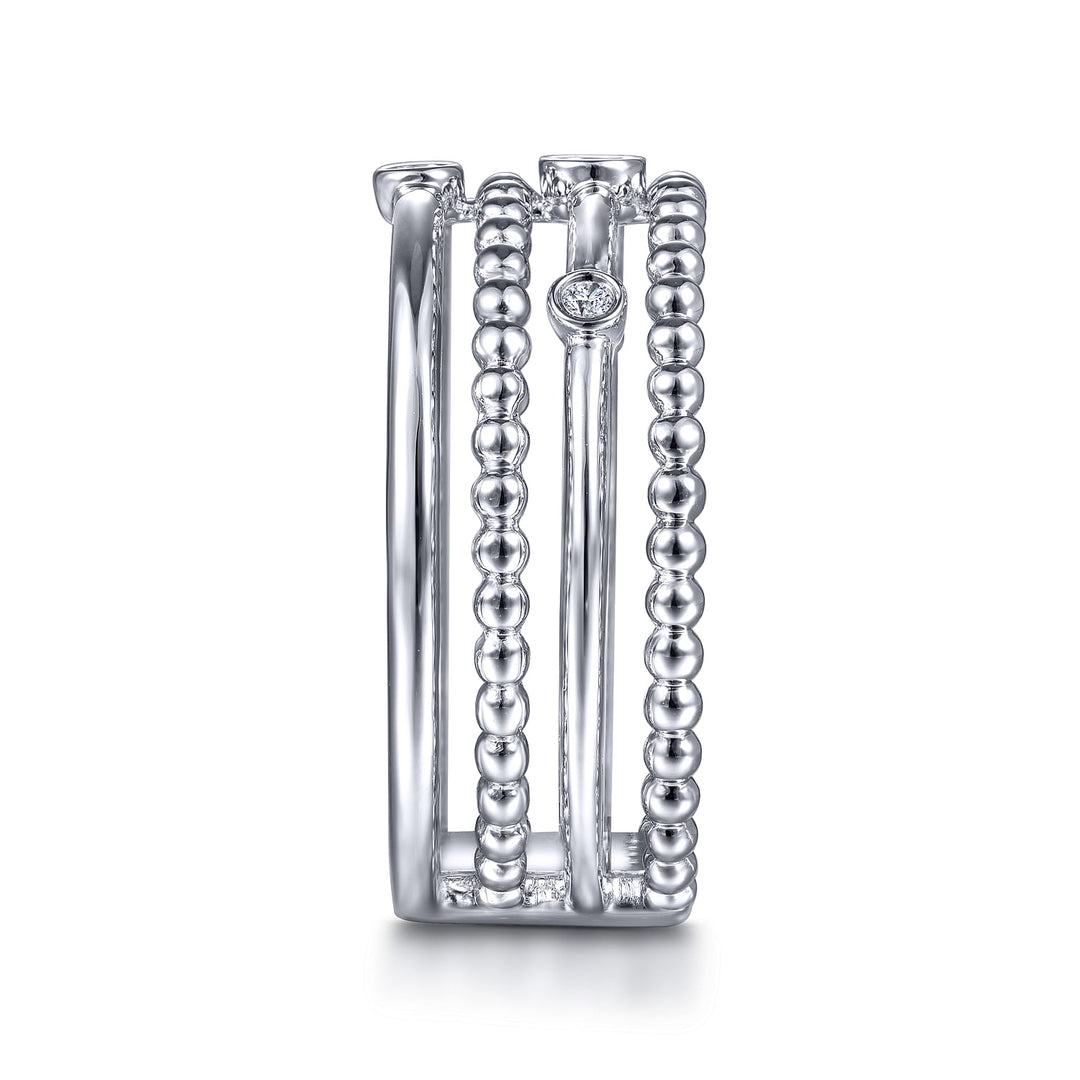 Sterling Silver Gabriel & Co. Multi-Row Stackable Ring With Diamonds