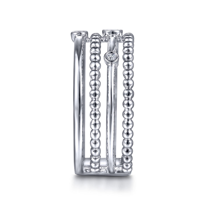Sterling Silver Gabriel & Co. Multi-Row Stackable Ring With Diamonds