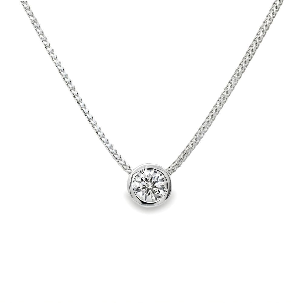 14K White Gold Solitaire 0.50 CTW Diamond 18" Necklace