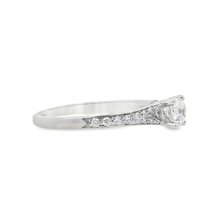 Estate - 18K White Gold 0.53 CT Canadian Diamond Engagement Ring. Size 7.25
