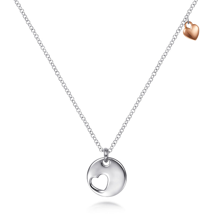 Sterling Silver and Rose Sterling Silver Plated Heart Gabriel & Co. Necklace