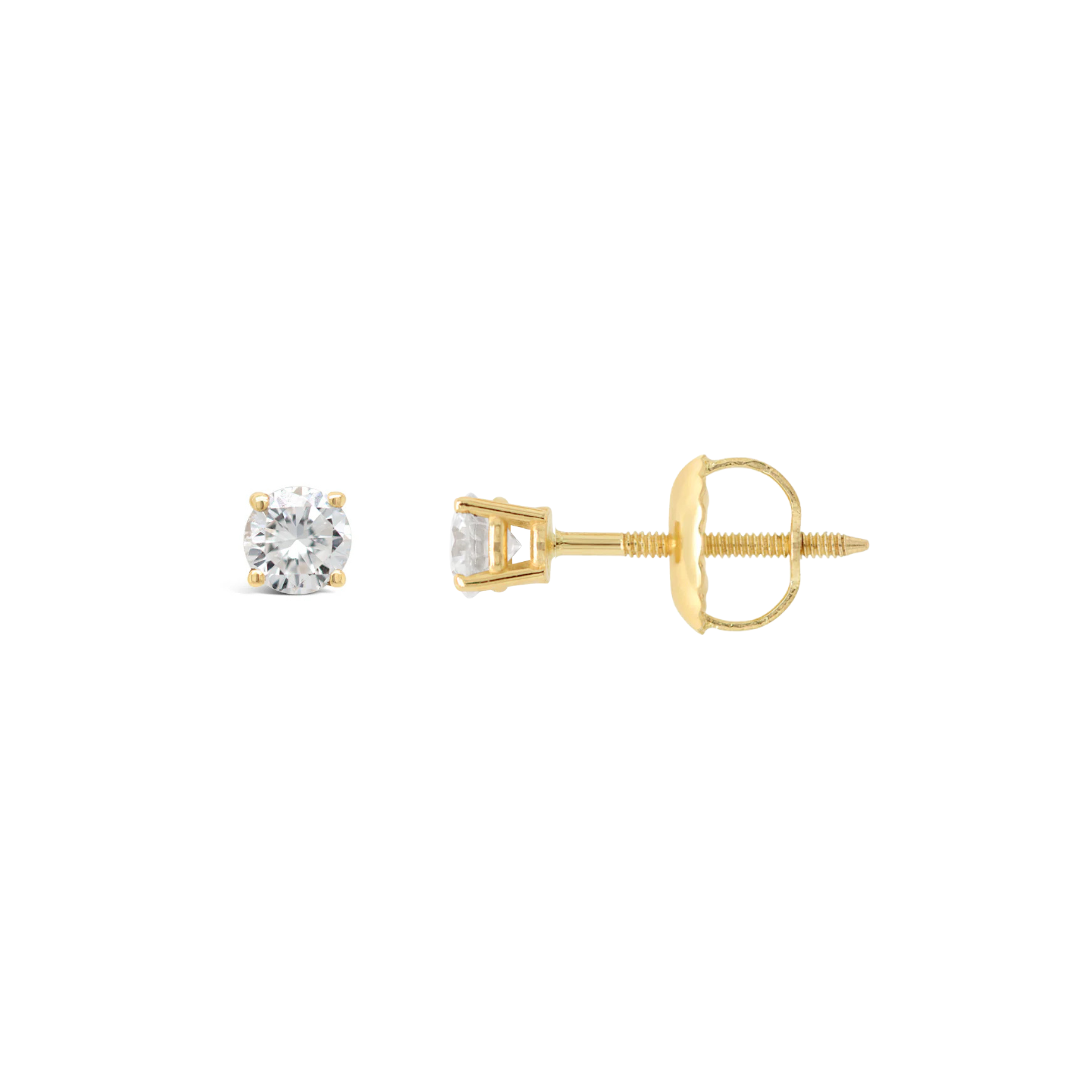 14K Yellow Gold 0.20 CTW Diamond Four Claw Set Stud Earrings