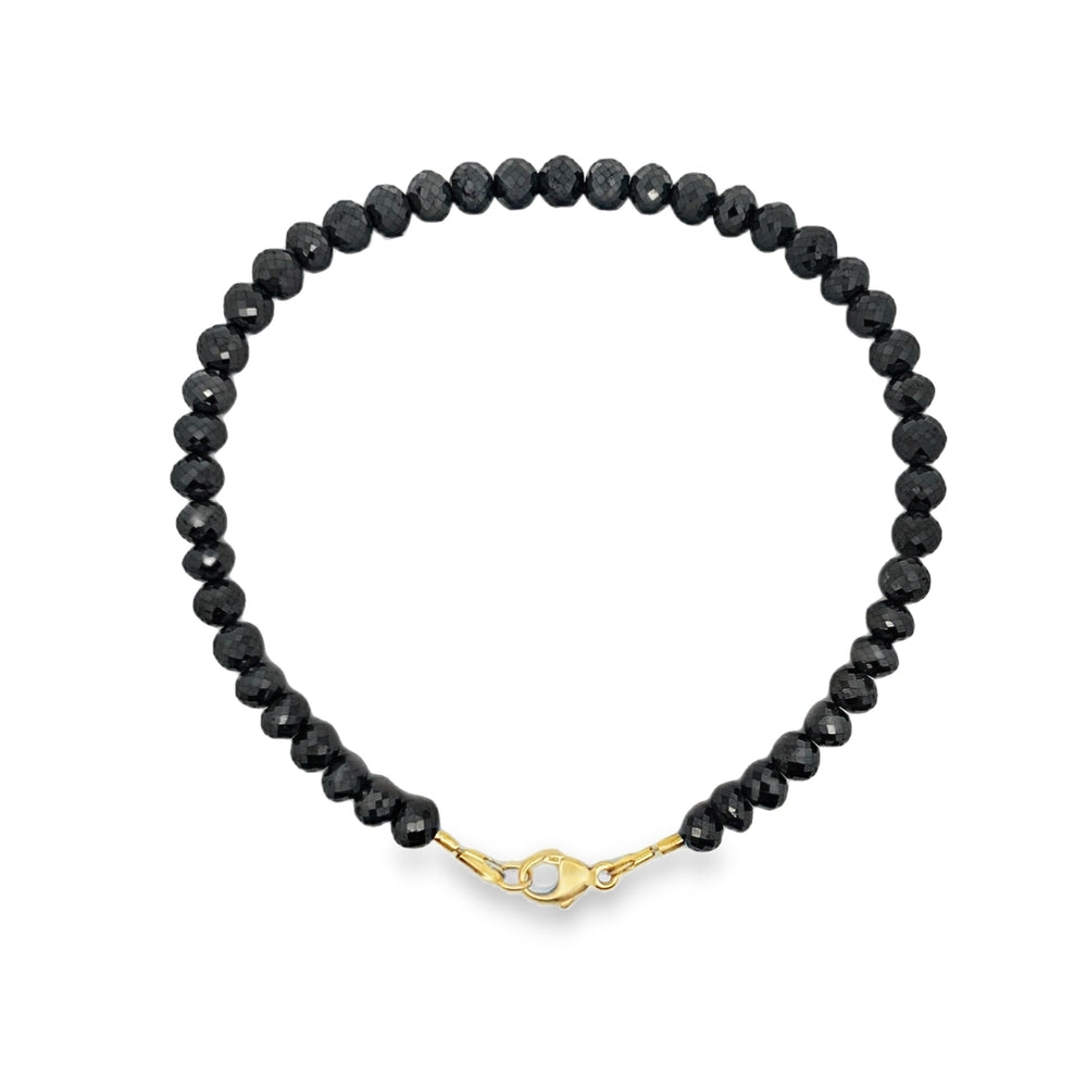 14K Yellow Gold 43.00 CTW Black Diamond Bead 8.25" Bracelet