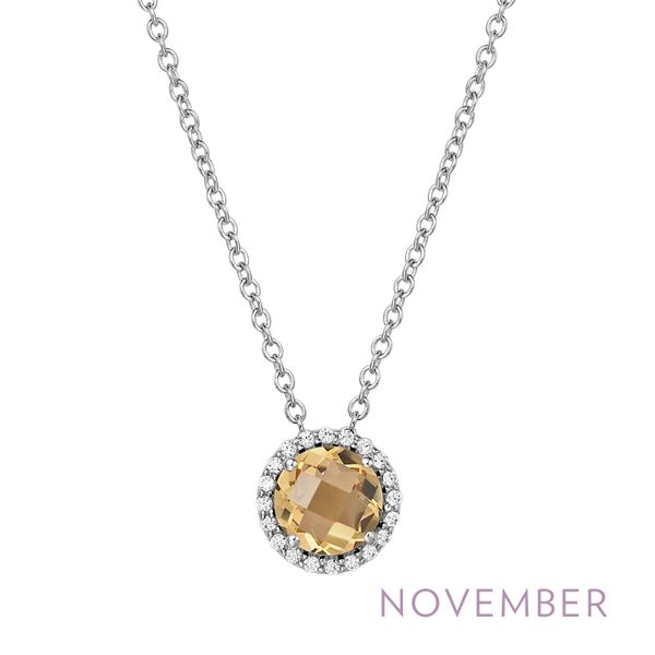 Lafonn Silver Birthstone - November Halo Pendant With Citrine And Cubic Zirconias
