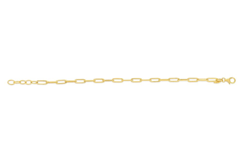 sempreORO Sterling Silver 14 Karat Gold Bonded Paperclip Link Bracelet