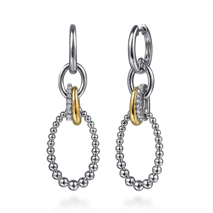 Sterling Silver And 14K Yellow Gold Gabriel & Co. Dangle Earrings With White Sapphires