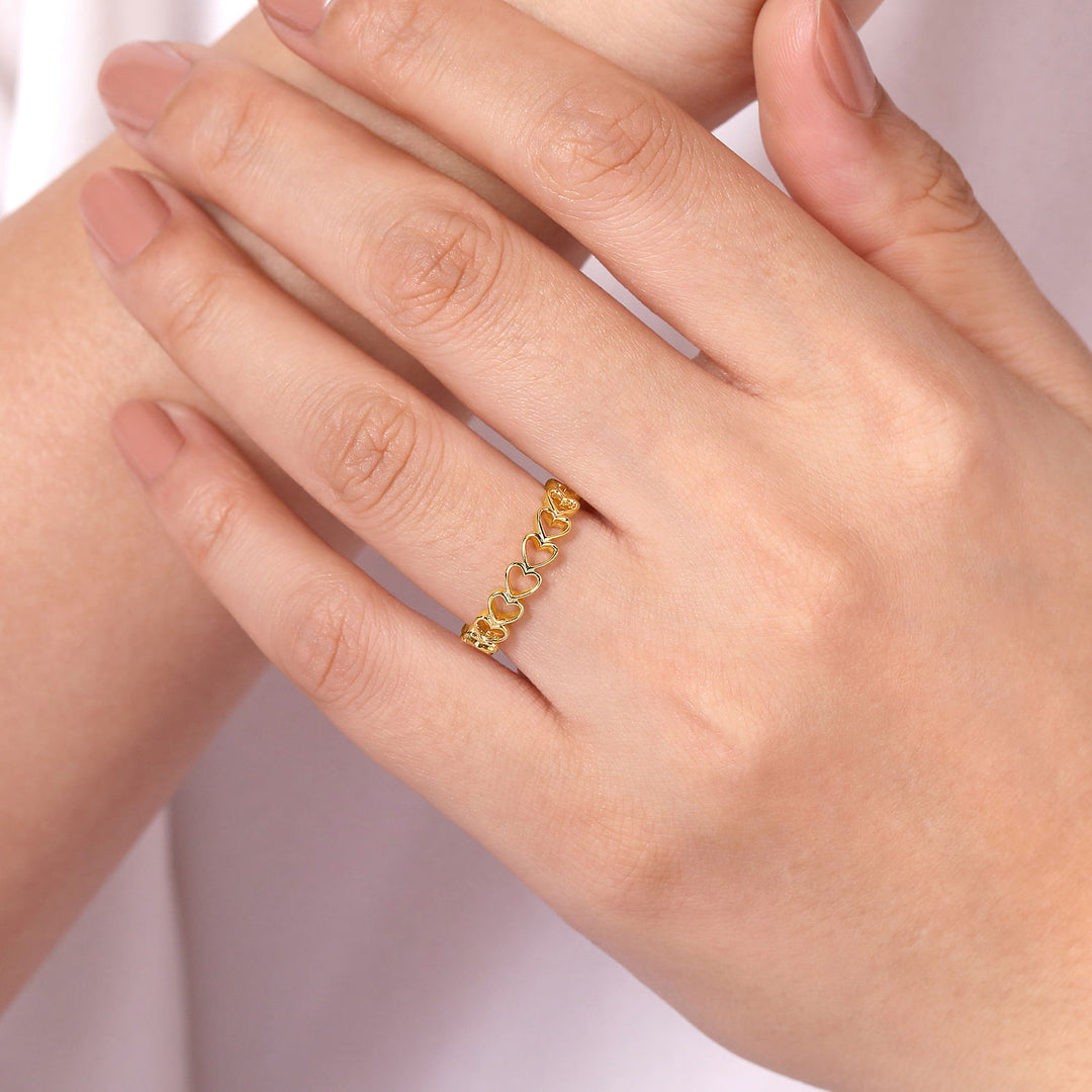 Women's 14K Yellow Gold Gabriel & Co. Polished Open Heart Pattern Ring
