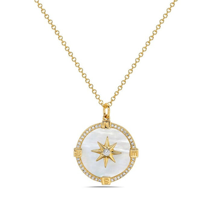 14K Yellow Gold  - Bassali Collection - Mother-Of-Pearl And 0.12 CTW Diamond 18" Necklace