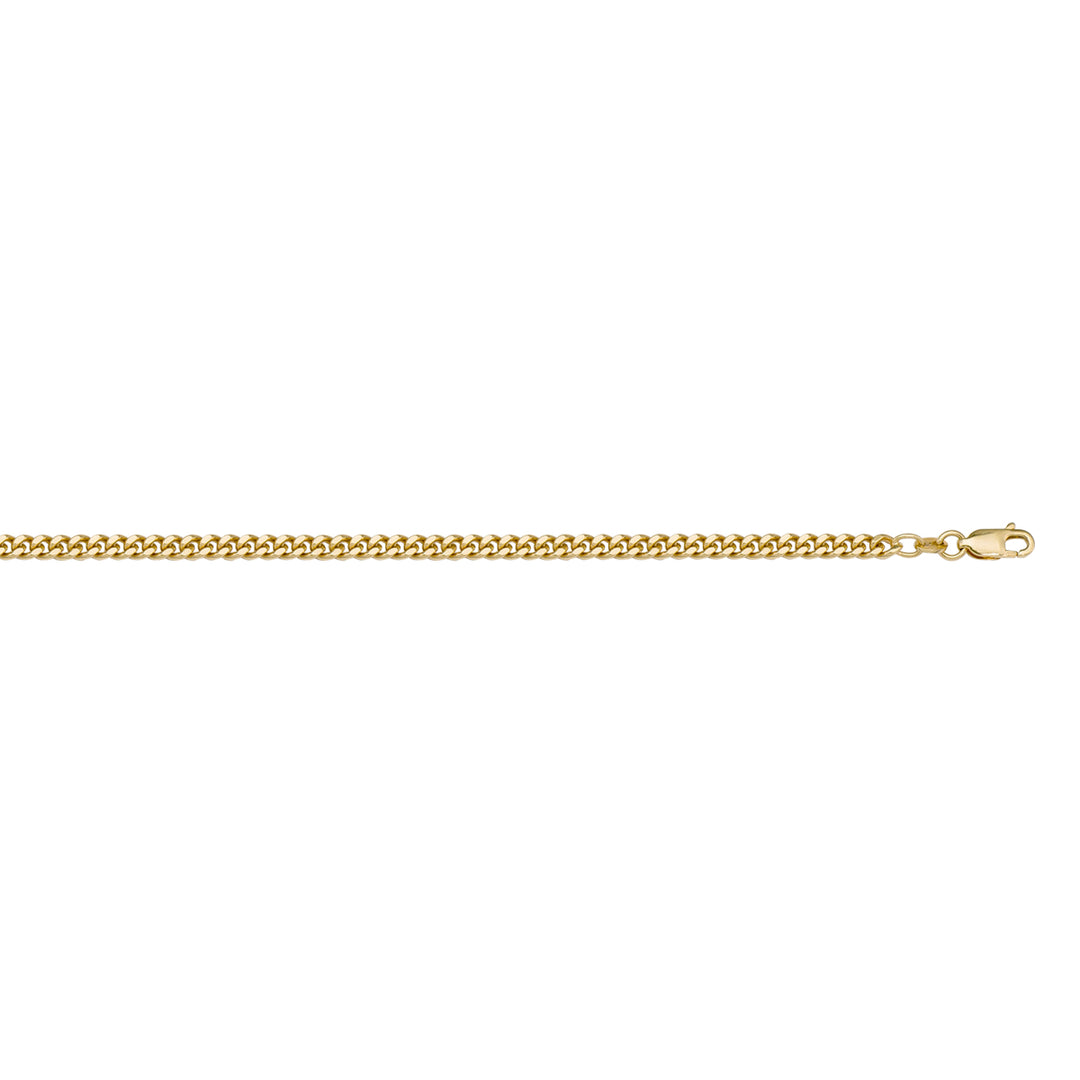 10K Yellow Gold Small 1.4mm Polished Beveled Curb Link 18" Chain