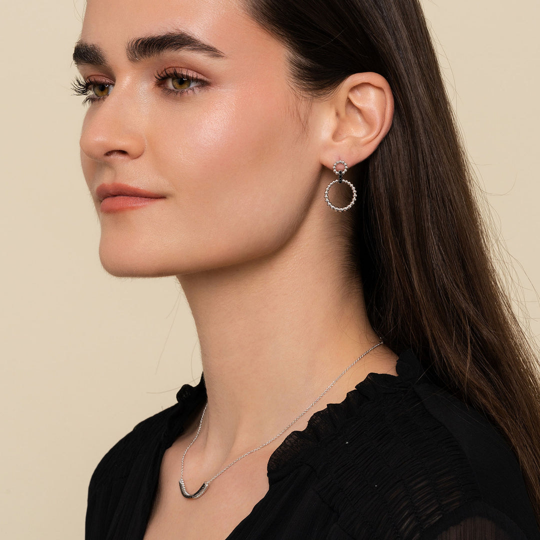 Sterling Silver Gabriel & Co. Dangle Earrings With Black Spinel Stones