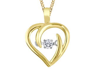 10K Yellow Gold Love In Motion Canadian Diamond Heart Necklace