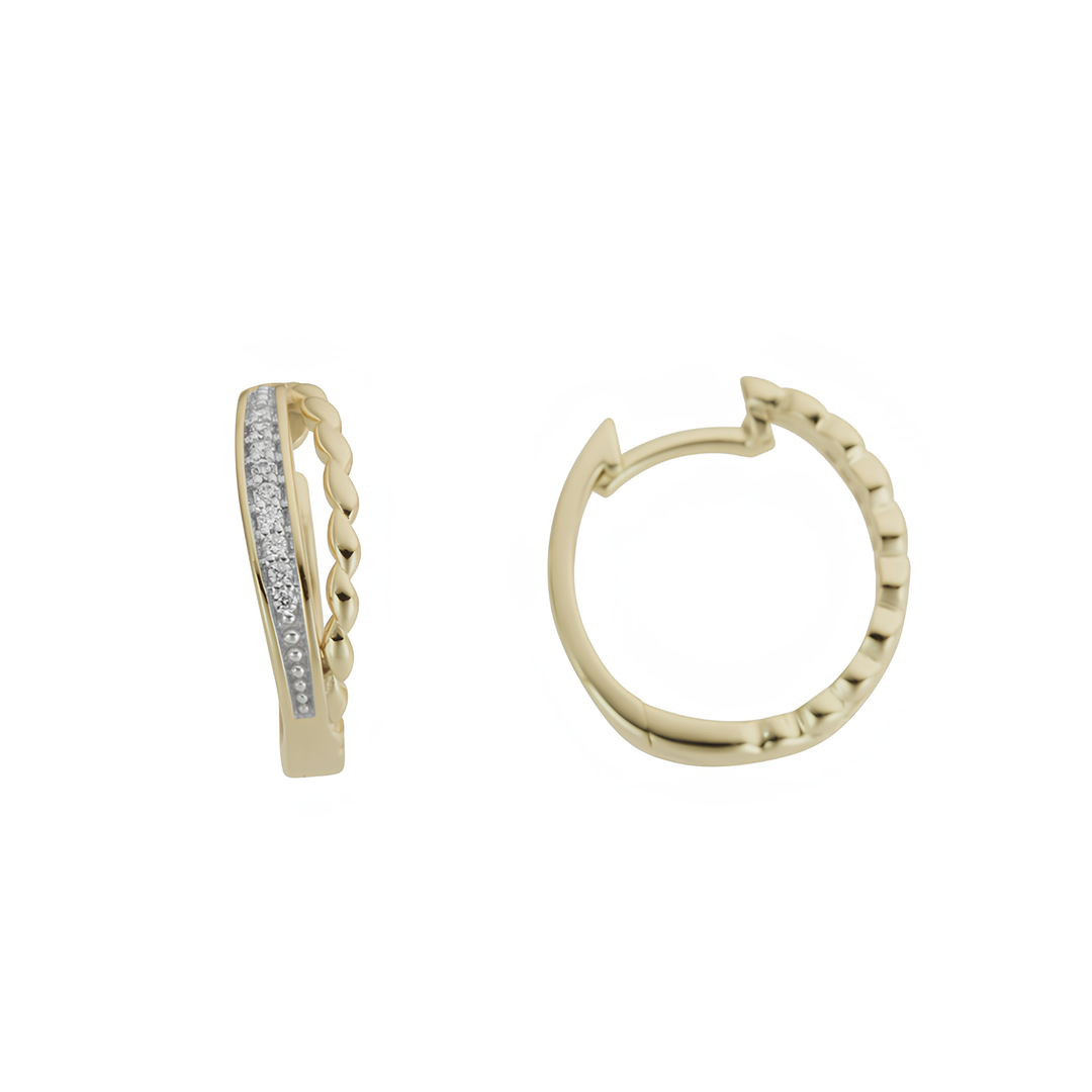 14K Yellow And White Gold 0.06 CTW Diamond Huggie Earrings