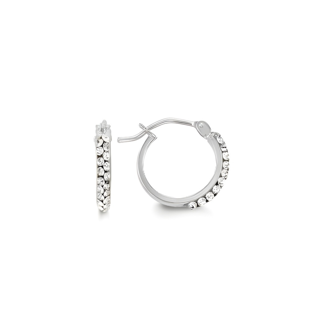 10K White Gold Cubic Zirconia Hoops